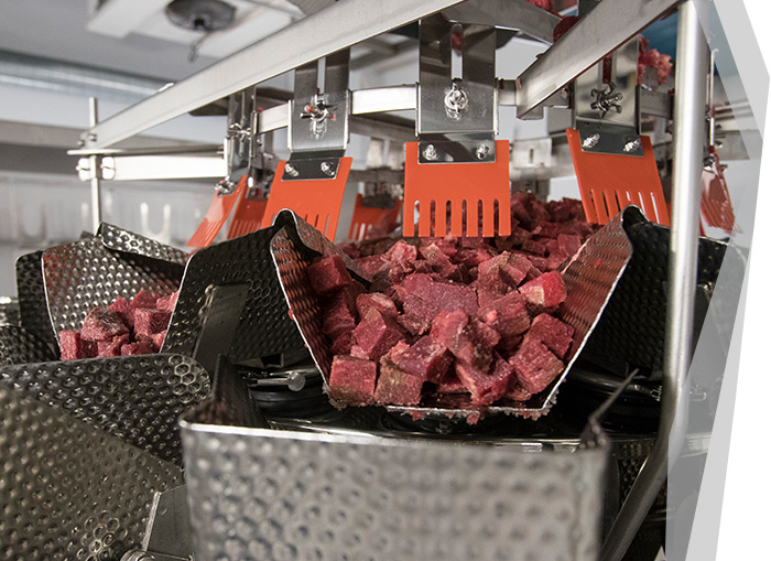 Red Meat Processing - Diced Beef on a Multihead Weigher